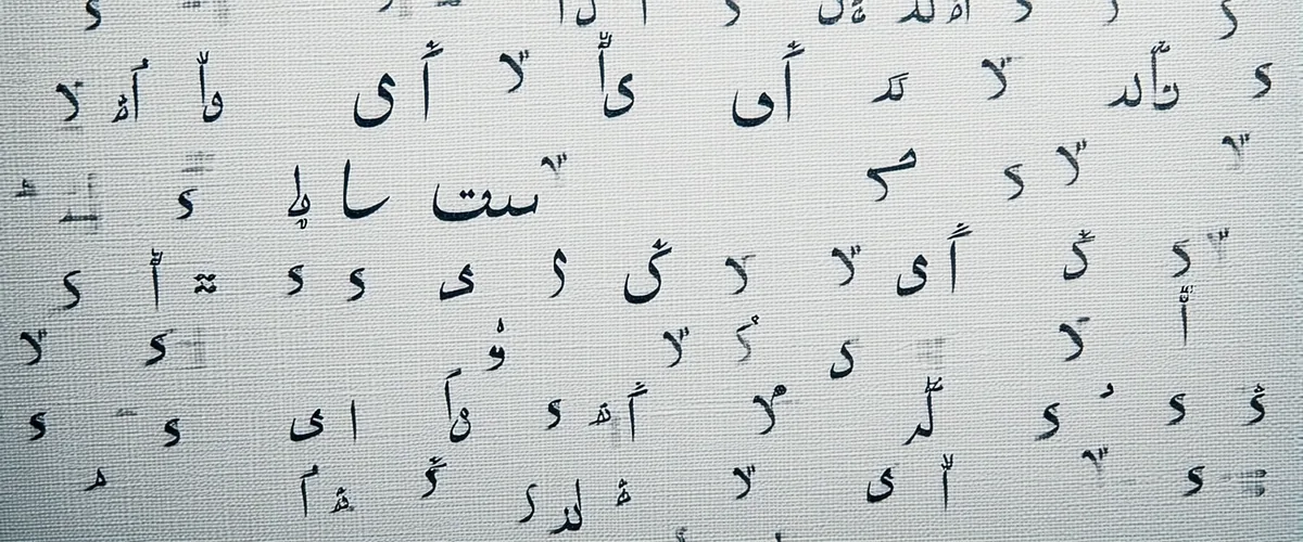 Abstract calligraphic marks from multiple writing systems as background texture